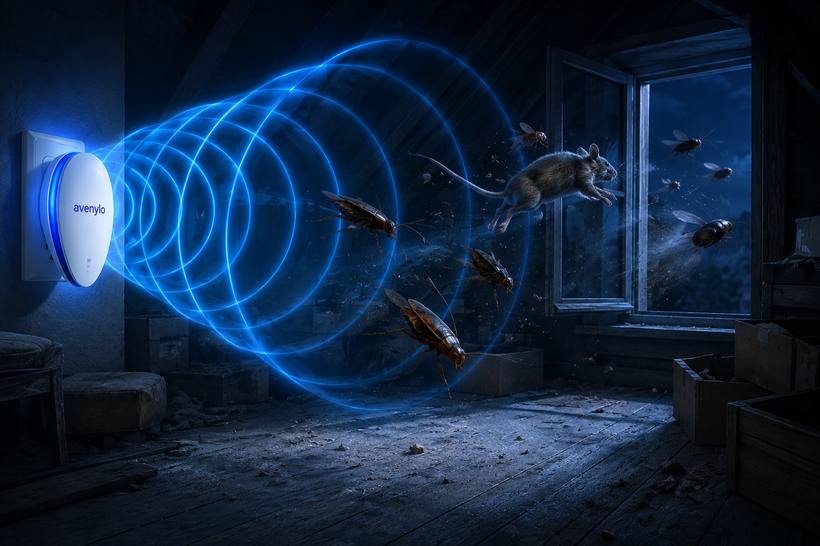 Nuisibles quittant une pièce sous l'effet des ultrasons